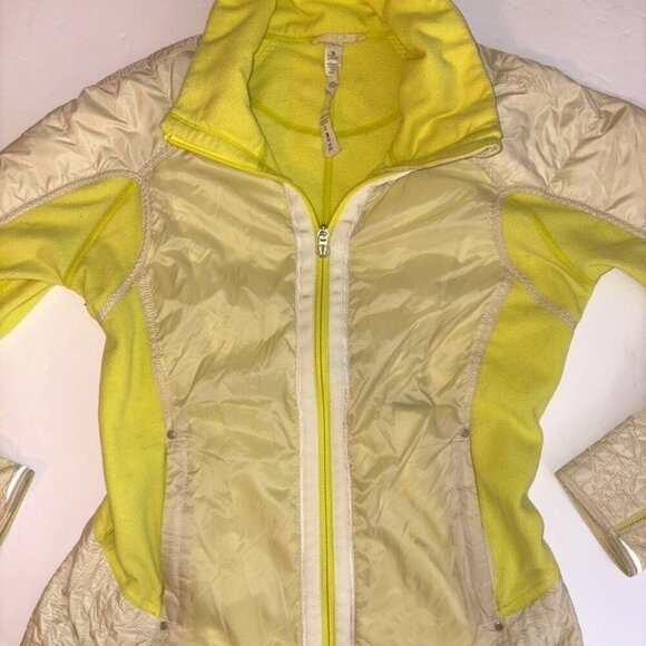 Lululemon Quilted Puffer Fleece Full Zip - Chartreuse/Cream Size 6 - Picture 1 of 16